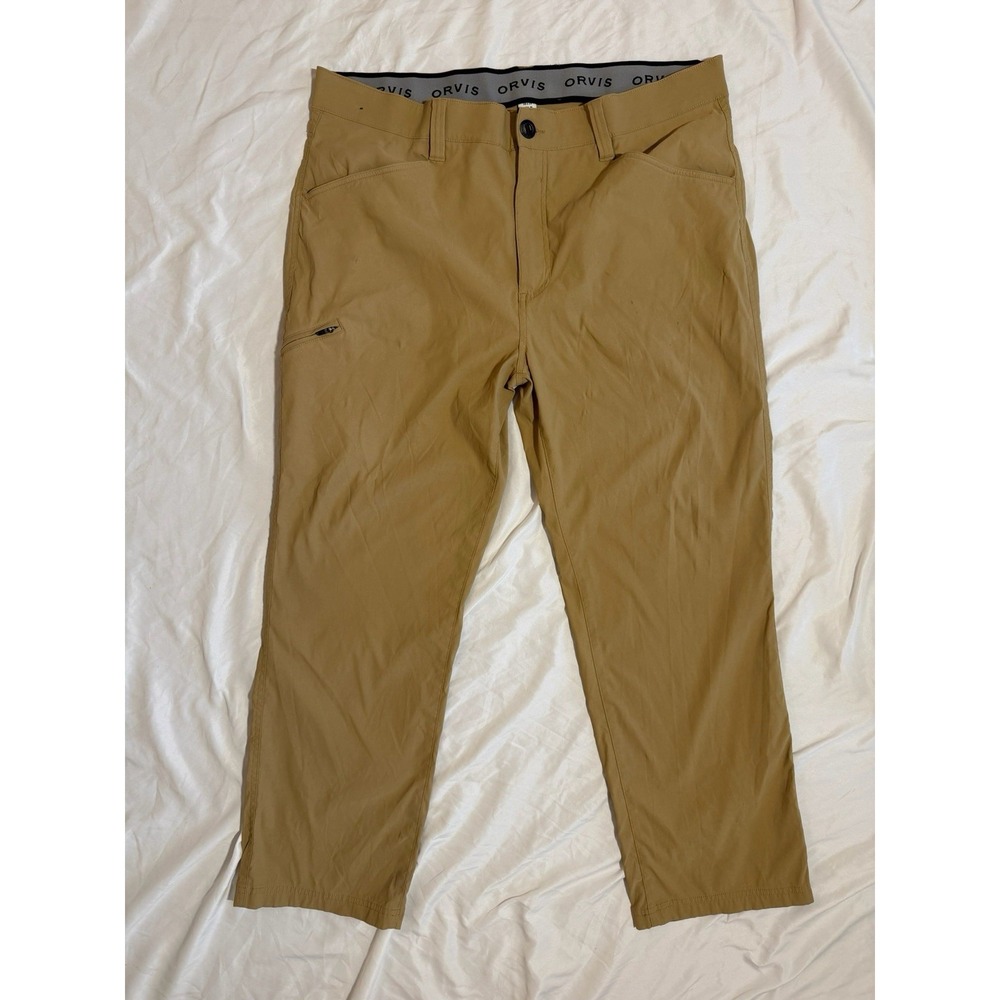 Orvis Men's 38x29 Khaki Performance Pants Stretch Water Repellent Hiking Travel